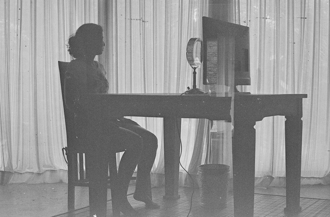 mystery author at writing desk