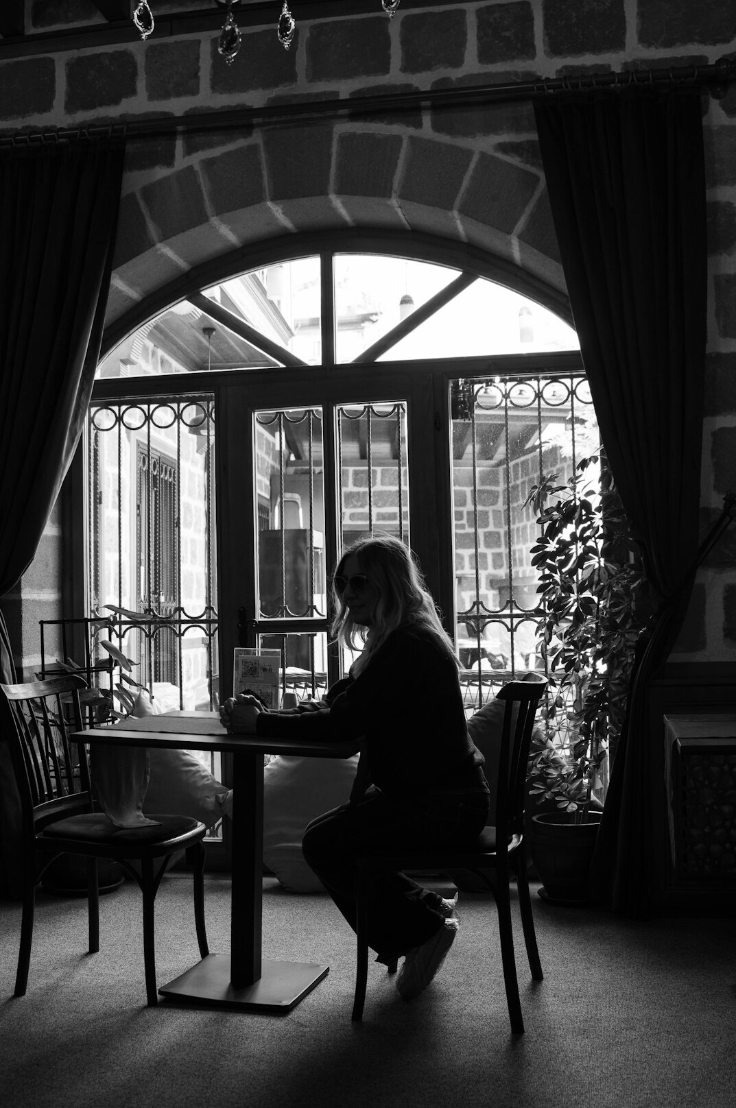 author writing by window