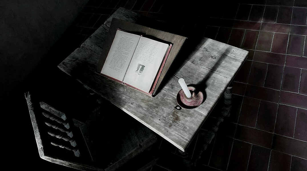 mystery book on table